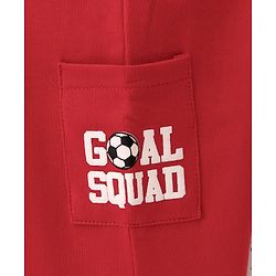 Babyhug Cotton Looper Full Length Lounge Pant With Text Print - Red