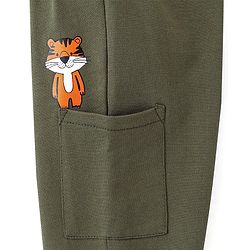 Babyhug Cotton Looper Knit Lounge Pant Fox Print - Olive Green