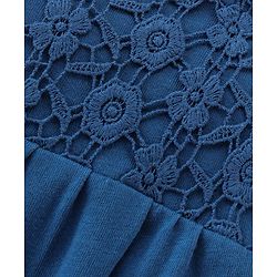 Babyhug Cotton Knit Sleeveless Singlet Top with Crotchet Detailing - Navy Blue