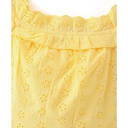 Babyhug 100% Cotton Sleeveless Schiffli Cropped Top With Frill Detailing- Yellow