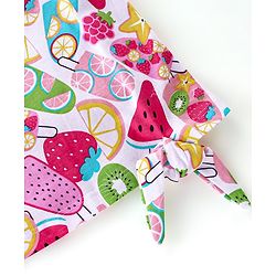 Babyhug 100% Cotton Knit Half Sleeves T-Shirt with Knot Applique & Watermelon Print - White