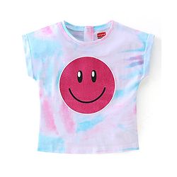 Babyhug Cotton Knit Half Sleeves Smiley Printed T-Shirt - Multicolour