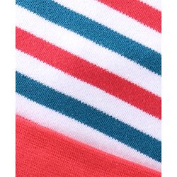 Babyhug 100% Cotton Knit Cap Mittens & Booties Set Stripes Print- Red Blue & White