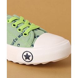 Cute Walk by Babyhug Lace Up Casual Canvas Shoes Text Print - Green