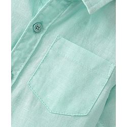 Babyhug Cotton Linen Woven Half Sleeves Solid Color Shirt - Mint Green