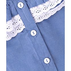 Babyhug 100% Cotton Woven Half Sleeves Top With Frill & Lace Detailing - Blue