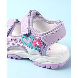 Cute Walk by Babyhug Sandal with Velcro Closure Heart Applique - Purple & White