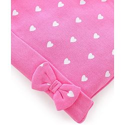 Babyhug 100% Cotton Cap Mittens And Booties Heart Printed - Pink