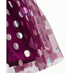 Babyhug Woven Sleeveless Party Frock Polka Dot Foil Print - Wine Maroon