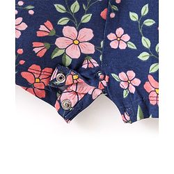 Babyhug Cotton Jersey Sleeveless Floral Printed Singlet Jumpsuit - Navy Blue