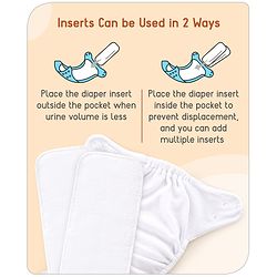 Babyhug Free Size Reusable Cloth Diaper with 2 Smart Dry Inserts Combo Robot Print- Teal Blue