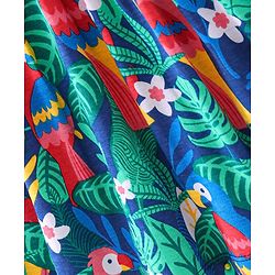 Babyhug Cotton Jersey Knit Sleeveless Frock Parrot Print - Blue