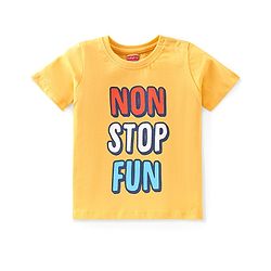 Babyhug 100% Cotton Knit Half Sleeves T-Shirt With Text Graphics - Yellow