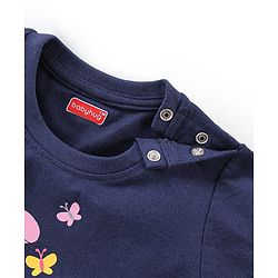 Babyhug Cotton Knit Half Sleeves Capri Night Suit With Dino Print - Navy Blue