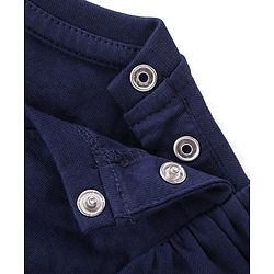 Babyhug Cotton Knit Single Jersey Half Sleeves Capri Night Suit With Floral Print - Navy Blue