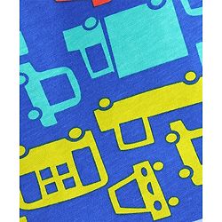Babyhug Cotton Knit Full Sleeves Night Suit With Bus Print - Blue