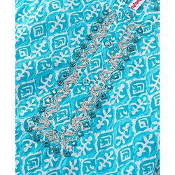Babyhug Cotton Woven Full Sleeves Foil Printed Kurta & Pyjama Set - Blue