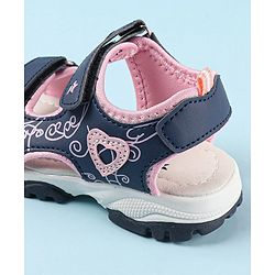 Cute Walk by Babyhug Sandal with Velcro Closure Heart Applque - Grey & Pink