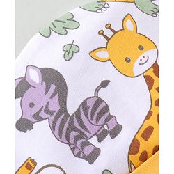 Babyhug 100% Cotton Cap Mittens & Booties Animal Print - Multicolour
