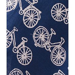 Babyhug 100% Cotton Woven Full Sleeves Kurta & Dhoti Set With Cycle Print - Navy Blue