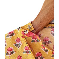 Babyhug Cotton Woven Full Sleeves Angarakha Kurta Dhoti Set Floral Print- Mustard