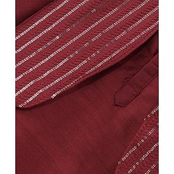 Babyhug Woven Full Sleeves Solid Colour Pathani Kurta Pyjama Set with Sequined Embroidered Jacket - Maroon