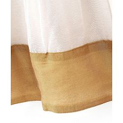 Babyhug Woven Sleeveless Gold Border Ethnic Dress With Bow Applique - White & Golden