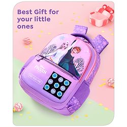 Babyhug Disney Frozen Tic-Tac-Toe School Backpack|2 Main Compartments, 2 Front Pockets, 2 side Bottle Pockets|Water Resistant|Long lasting and Durable Zippers | Comfortable back cushioning | For School, Travel and Outdoors|Lavender- 15.8 inches