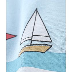 Babyhug Cotton Sleeveless T-Shirt With Beach Graphics - Blue