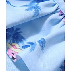 Babyhug Sleeveless V Cut Swimsuit Flamingo Print - Blue