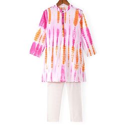 Babyhug Cotton Woven Full Sleeves Kurta & Pyjama Set Tie & Dye Print - Pink