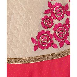 Babyhug Sleeveless Floral Embroidered Kurti & Churidar Set - Pink Beige