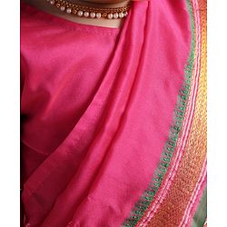 Babyhug Half Sleeves Blouse And Zari Bordered Nauvari Saree - Red