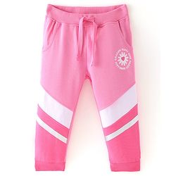 Babyhug Cotton Looper Full Length Striped Lounge and Track Pant - Pink