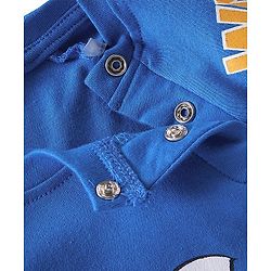 Babyhug Disney Interlock Cotton Knit Half Sleeves Romper with Cap & Winnie the Pooh Graphics - Blue