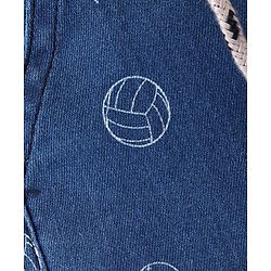 Babyhug Cotton Denim Shorts With Stretch Ball Print- Blue