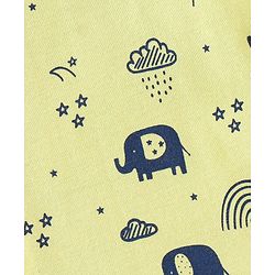 Babyhug Cotton Knit Half Sleeves Night Suit Elephant Print - Yellow