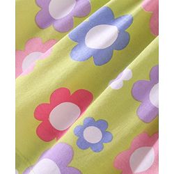 Babyhug Single Jersey Knit Half Sleeves Floral Printed Frock with Bloomer - Green