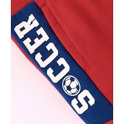 Babyhug Cotton Looper Knit Shorts Soccer Print - Red