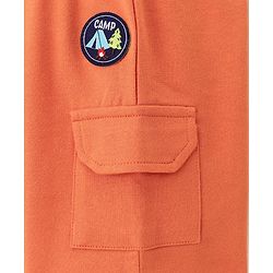 Babyhug Cotton Looper Knit Shorts With Camp Patch - Orange