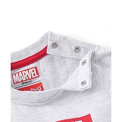 Babyhug Marvel Cotton Knit Half Sleeves T-Shirt & Shorts With Avengers Graphics - Grey