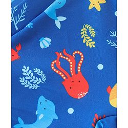 Babyhug Swimming Trunk with Sea Life Theme Print - Blue
