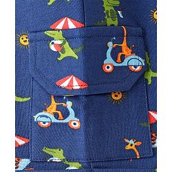 Babyhug Cotton Looper Knit Knee Length Croc Printed Shorts with Pockets - Navy Blue