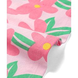 Babyhug Single Jersey Knit Half Sleeves Frocks With Floral Print & Bow Applique Pack of 2 - Pink & Yellow