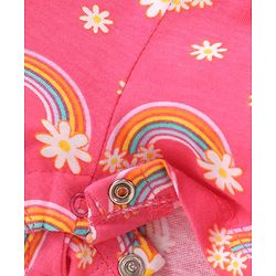 Babyhug Single Jersey Knit Sleeveless Jumpsuit Rainbow Print- Pink