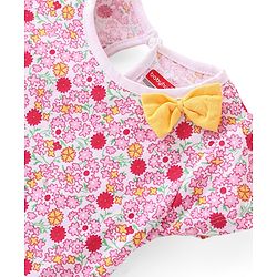 Babyhug Single Jersey Knit Half Sleeves Frocks with Floral Print with Bow Applique Pack of 2 - Multicolour