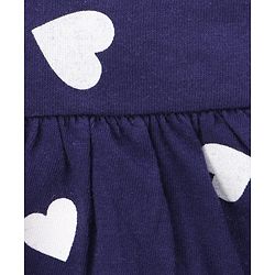 Babyhug Single Jersey Knit Half Sleeves Heart Printed Frock with Bloomer - Navy Blue