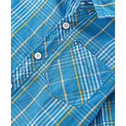 Babyhug Cotton Woven Half Sleeves Checked Shirt With Text Print T-Shirt - Blue