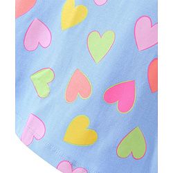 Babyhug Single Jersey Knit Sleeveless Frock Heart Print - Blue