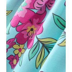 Babyhug Single Jersey Knit Half Sleeves Frock With Bloomer Floral Print - Blue